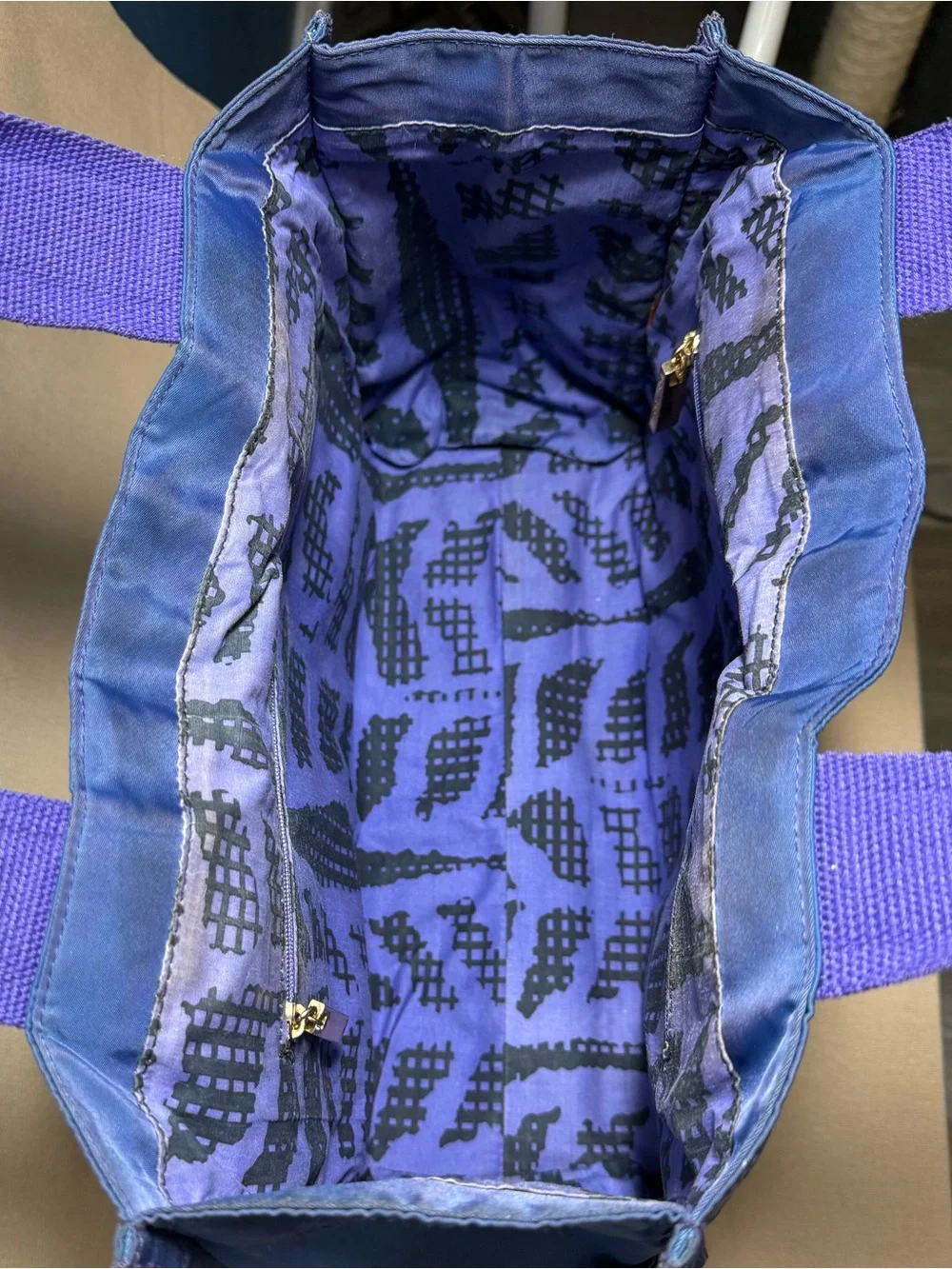 Tory Burch Purple with Blue Hue Nylon Logo Tote